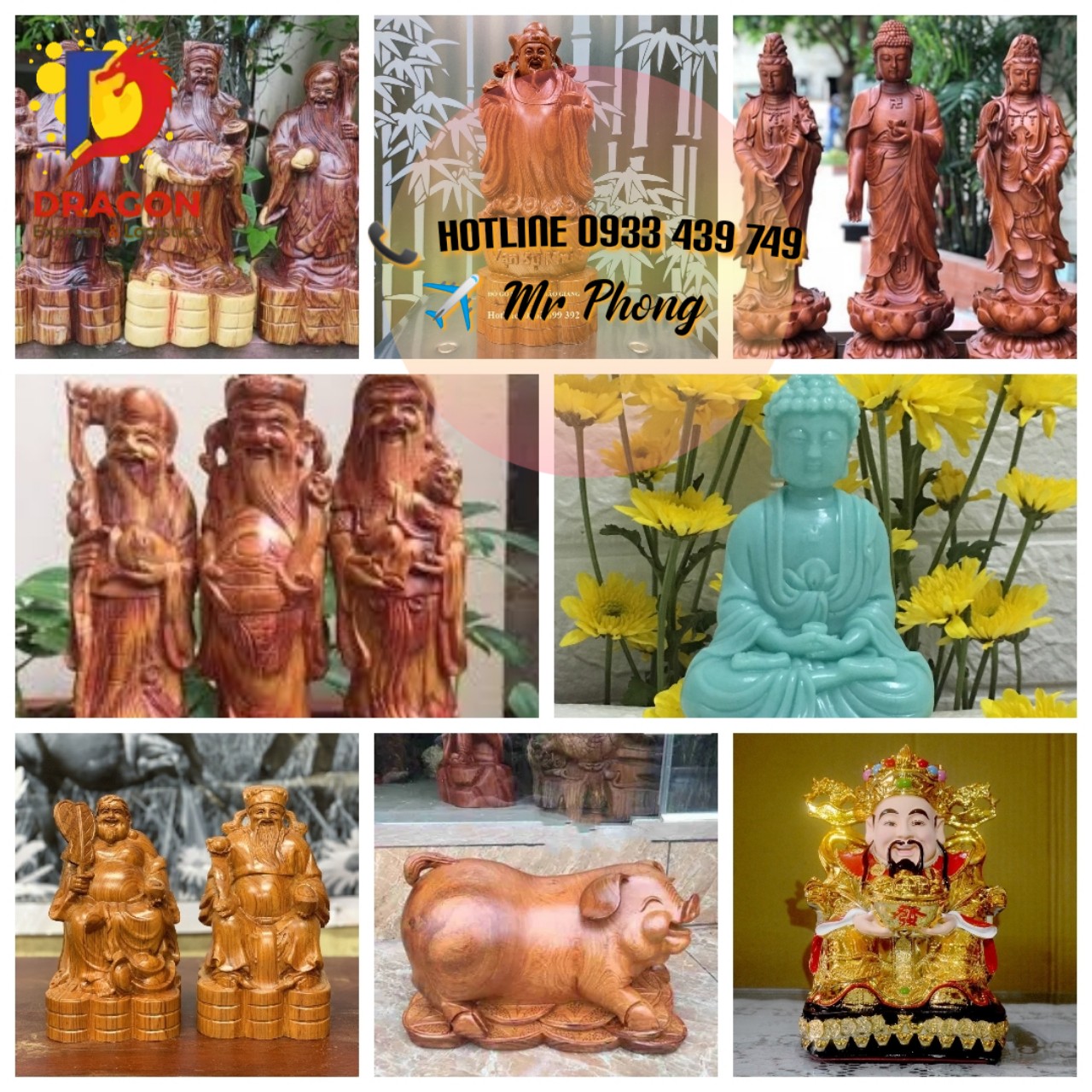 Gửi tượng gỗ đi Mỹ tại huyện Hóc Môn